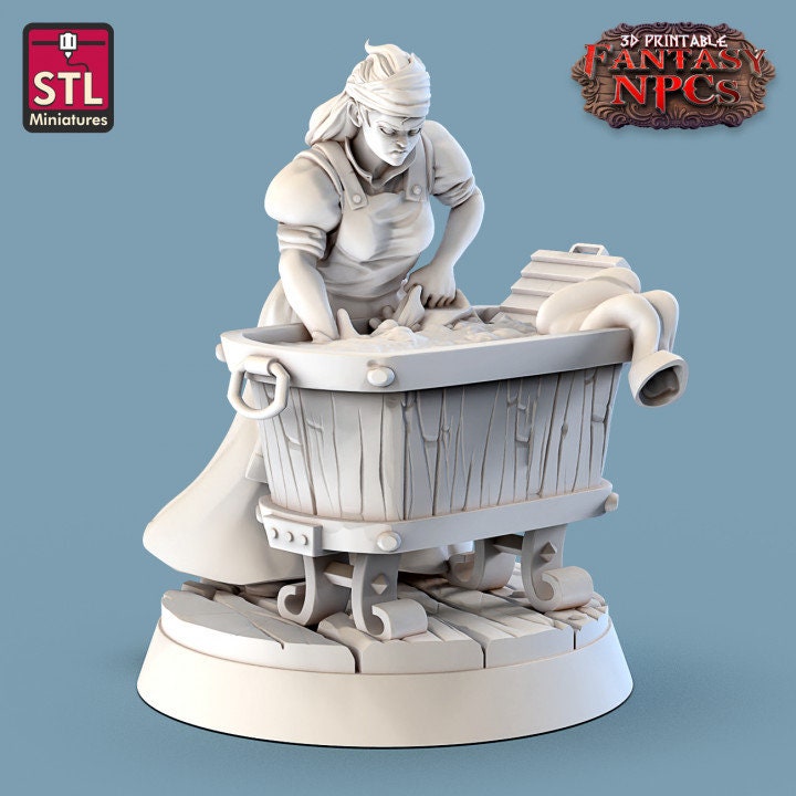 
Laundry Set, DnD, Dungeons and Dragons, Scatter Terrain, Clothing, Props, TTRPG Fantasy Miniatures, DnD Townsfolk NPCs, Villagers, Furniture