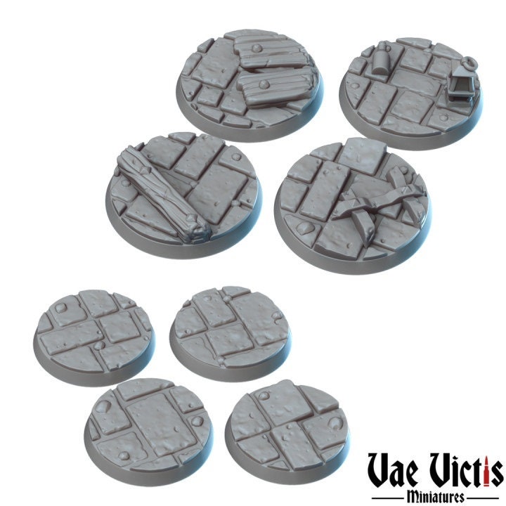 
Prison Round Bases, City Street Bases for DnD, Dungeons and Dragons D&D Miniatures, 28mm and 32mm Bases, TTRPG Minis, Pathfinder, Vae Victis