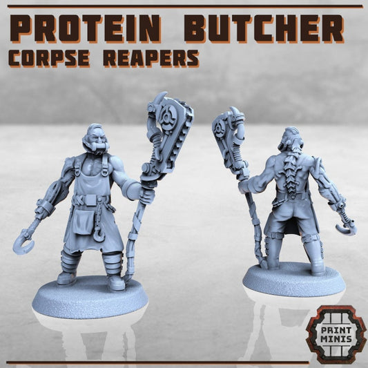 3pc Protein Butchers, Corpse Reapers, Grimdark, Sci-fi, DnD, Dungeons and Dragons, Fantasy Tabletop RPG Miniatures, 28mm 32mm Scale,