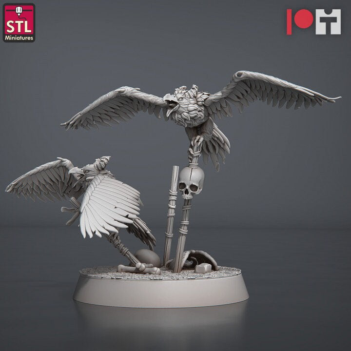 
Magmites and Hellcrows Miniature Figurines, DnD, Dungeons and Dragons, DnD Monsters, Tabletop RPG, 28mm 32mm Scale, Bird Miniatures, Scatter