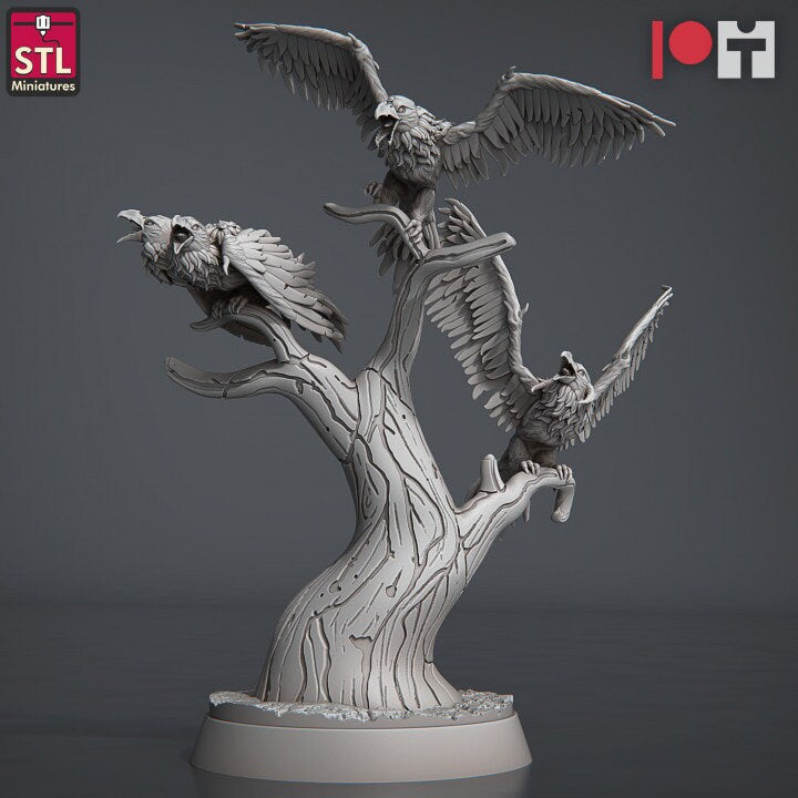 
Magmites and Hellcrows Miniature Figurines, DnD, Dungeons and Dragons, DnD Monsters, Tabletop RPG, 28mm 32mm Scale, Bird Miniatures, Scatter