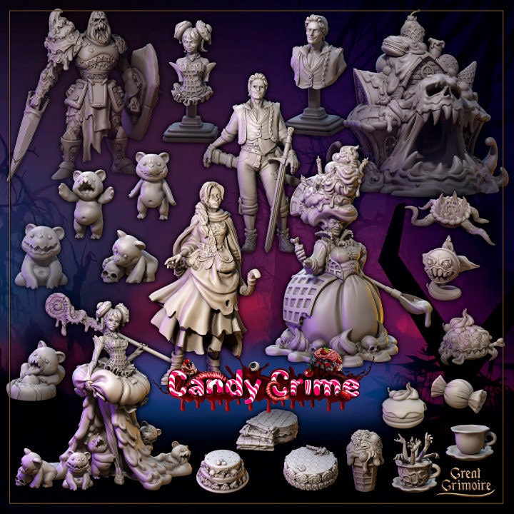 35mm or 75mm Candy Crime, DnD, Dungeons and Dragons, Mimics, Candy Miniatures, Pathfinder, TTRPG Miniatures, Monsters, Scatter Terrain DnD