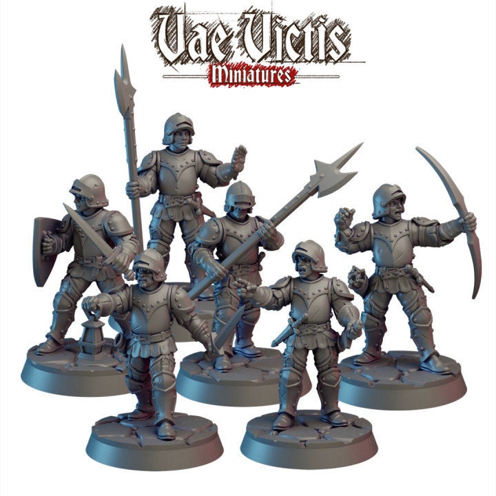 62pc DnD Guards Starter Pack, Human Guards, Elite Mercenaries Dungeons and Dragons, Starter Pack, 28mm 32mm, Dungeon Mordheim D&D Town guard