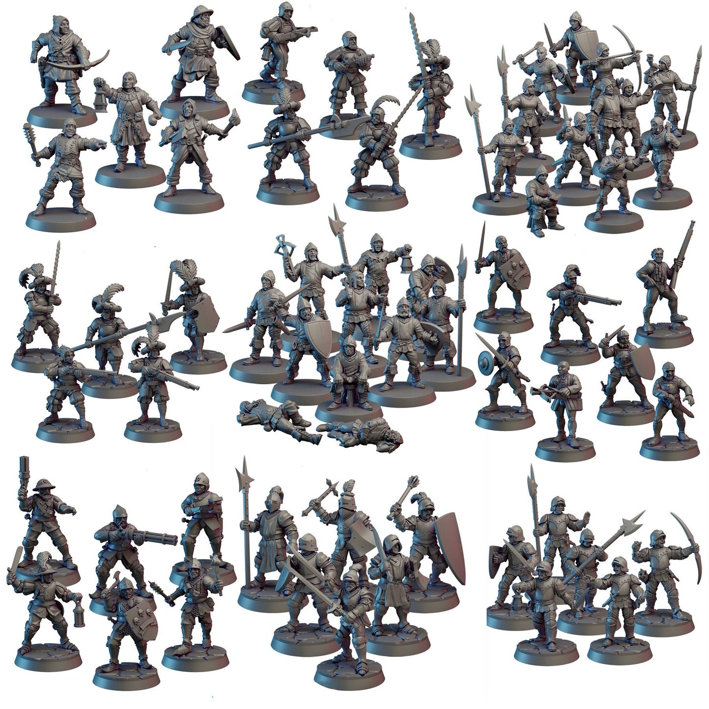 62pc DnD Guards Starter Pack, Human Guards, Elite Mercenaries Dungeons and Dragons, Starter Pack, 28mm 32mm, Dungeon Mordheim D&D Town guard