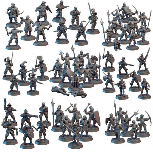 62pc DnD Guards Starter Pack, Human Guards, Elite Mercenaries Dungeons and Dragons, Starter Pack, 28mm 32mm, Dungeon Mordheim D&D Town guard