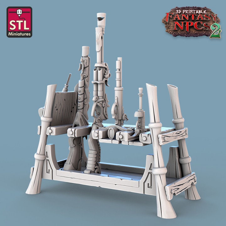 
Gunpowder Vendors Set, DnD, Dungeons and Dragons, DnD Scatter Terrain, TTRPG Fantasy Props, Furniture, Gun Store Miniatures, D&D, Props
