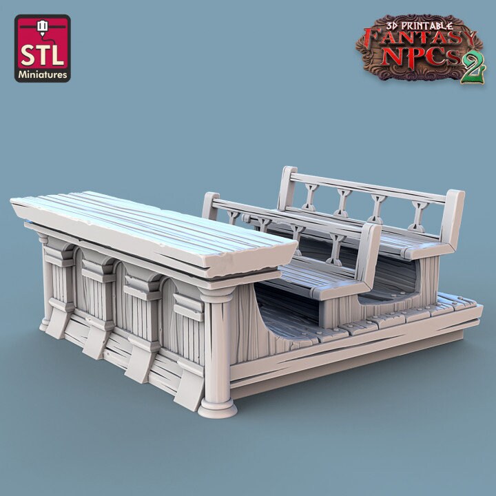 
Magistrate Set, Court Room Furniture, DnD, Dungeons and Dragons, Judge miniature, Attorney NPCs, Fantasy, Townsfolk, DnD Scatter terrain