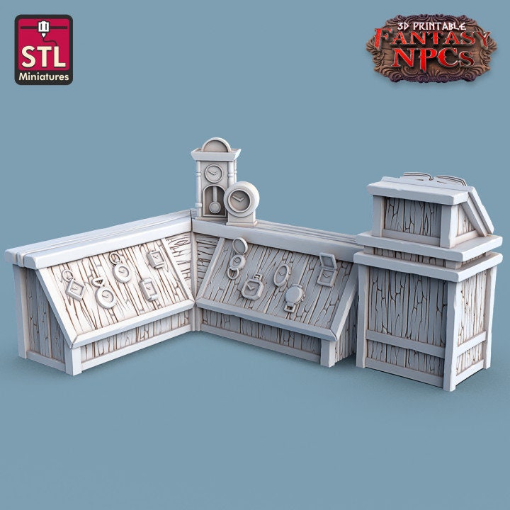 Clockworkers Set, DnD, Dungeons and Dragons, TTRPG Miniatures, Furniture, Scatter Terrain, NPCs, Fantasy Miniatures, Store, Market Stall