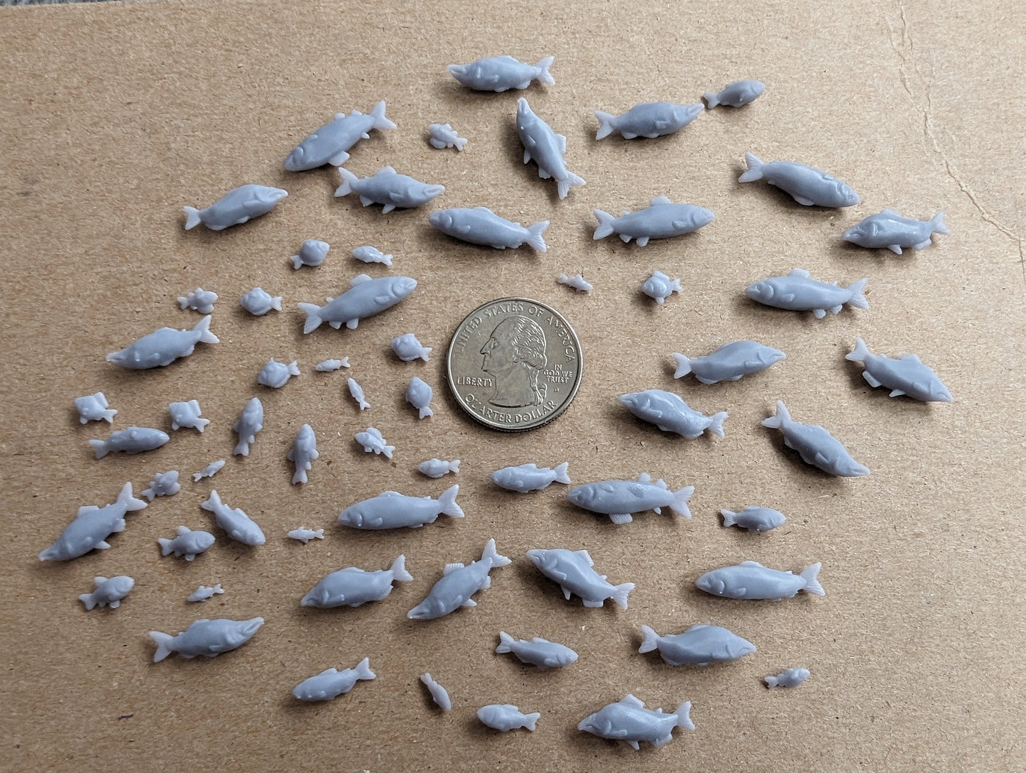 50pc Fish Miniature 3D Printed DnD Scatter Terrain Dungeons and Dragons Basing Bits for Scenery Scatter D&D TTRPG Miniature Basing Material