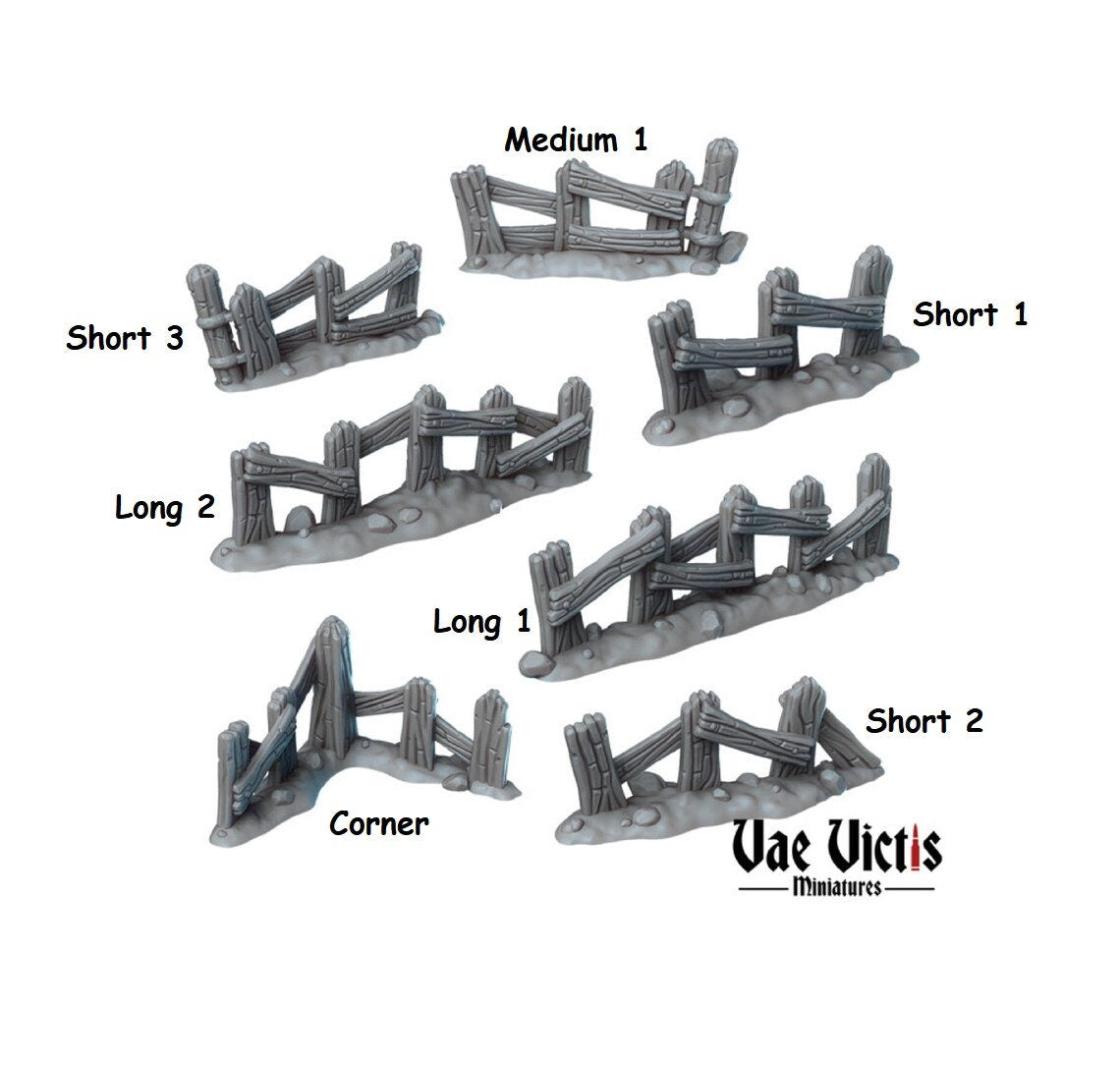 
Wood Fences, Set or Single 28mm 32mm Scale