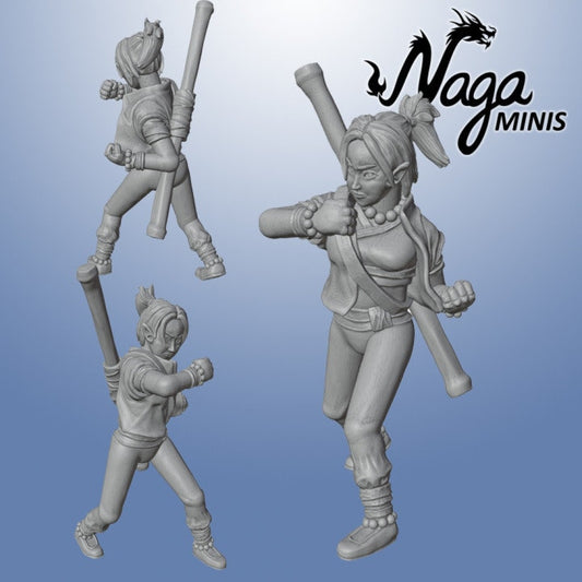 Female Elf Monk, DnD Dungeons and Dragons 28mm 32mm Elf Fighter Fantasy Tabletop RPG Miniatures Elf DnD 5e