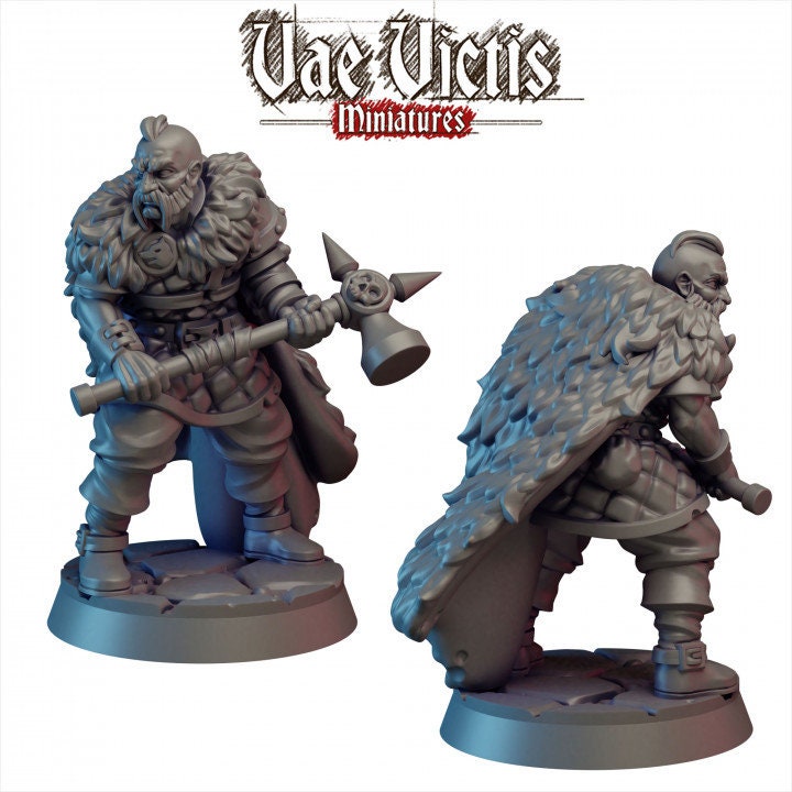 
Hammer Wielding Mercenary, DnD, Dungeons and Dragons, Tabletop RPG, Miniatures, 28mm or 32mm Scale, Pathfinder, DnD Warrior by Vae Victis