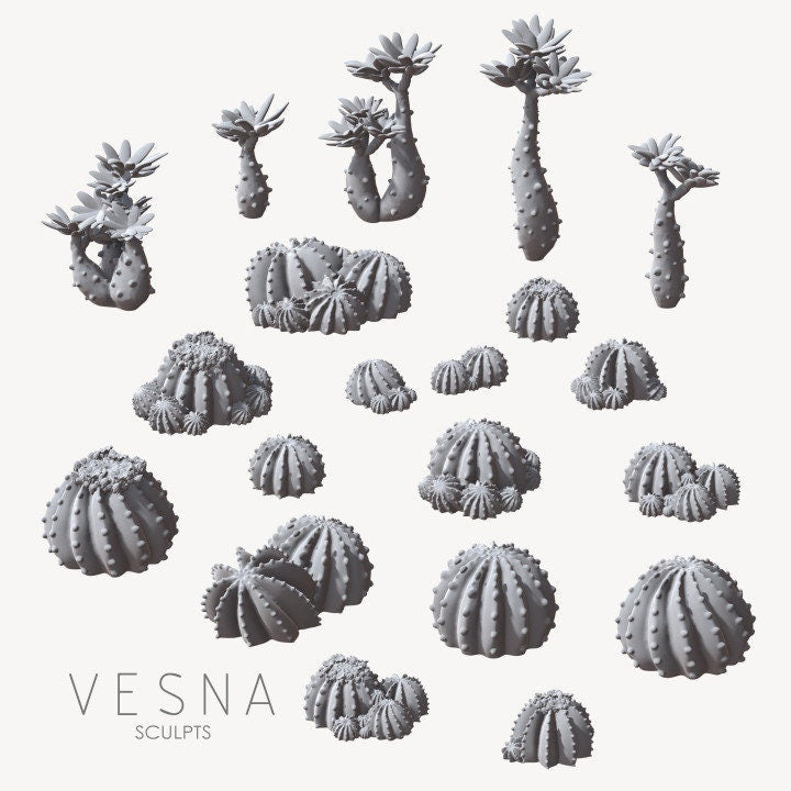 
Small Cactus Basing Bits Set DnD Dungeons and Dragons Miniature Basing materials Succulents Miniature basing materials for dioramas or bases
