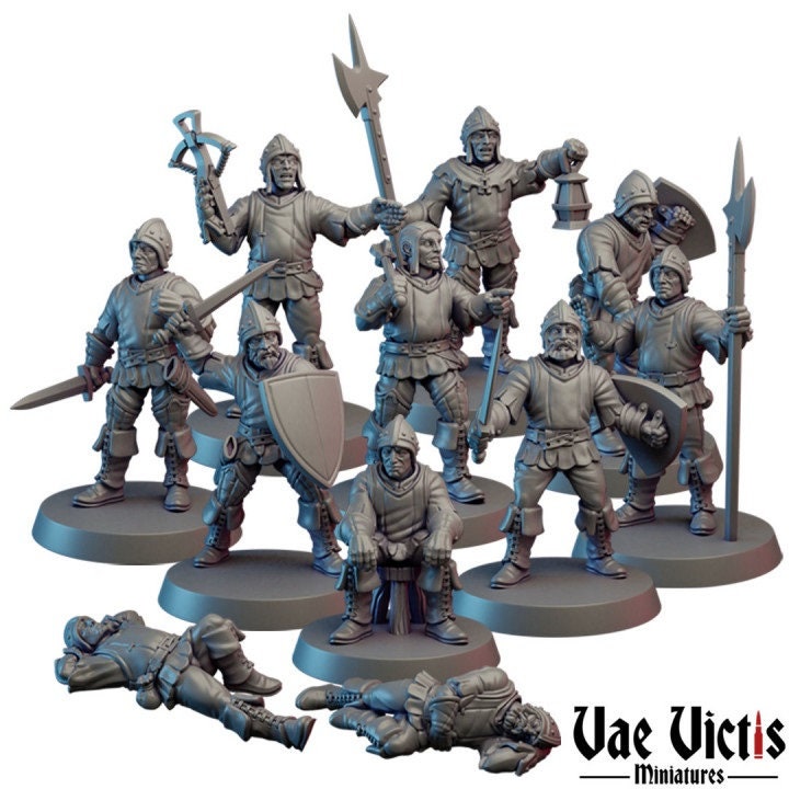 62pc DnD Guards Starter Pack, Human Guards, Elite Mercenaries Dungeons and Dragons, Starter Pack, 28mm 32mm, Dungeon Mordheim D&D Town guard