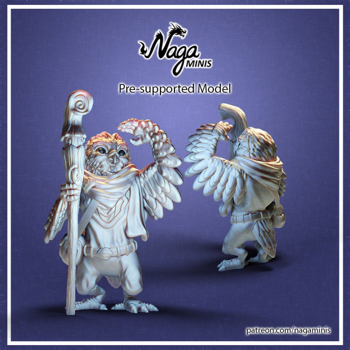 
Owl Folk Cleric DnD RPG Miniature Dungeons and Dragons 28mm/32mm Tabletop Fantasy Townsfolk NPC Miniature Figurine