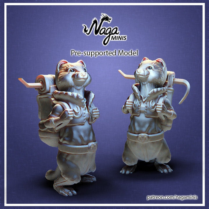 
Weasel Folk Thief RP Pose DnD Dungeons and Dragons Fantasy RPG Miniature Weasel 28mm/32mm Diorama Miniatures Cute Figurine DnD Thief Rogue