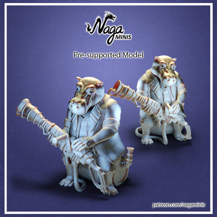 
Hippo Folk Artificer DnD Dungeons and Dragons Tabletop RPG Miniatures 28mm/32mm D&D Townsfolk Animal Folk Figurine DnD Tavern NPC Brewery