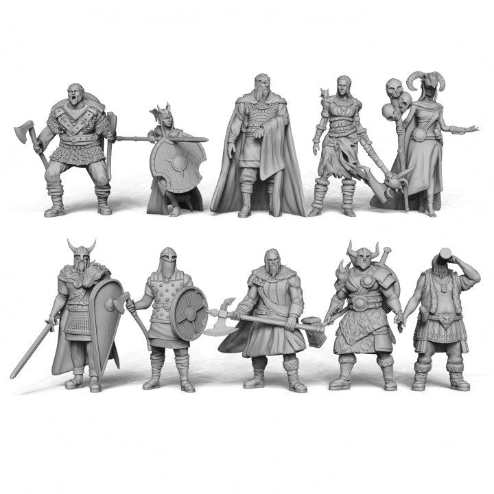 10pc Viking Miniatures DnD Dungeons and Dragons TTRPG Miniatures Viking Fighter Human Warriors Warlock D&D Medieval Miniatures 28mm 32mm