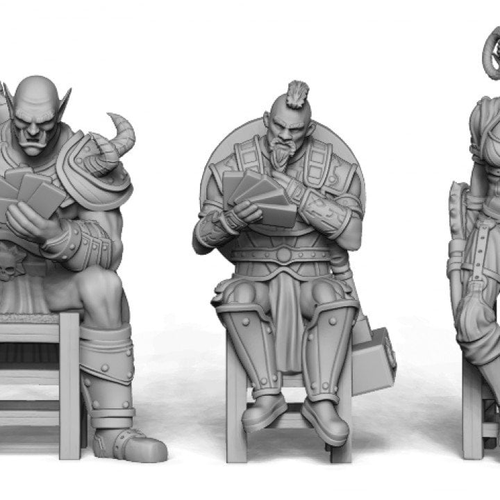 10pc Sitting Tavern patrons for DnD Dungeons and Dragons TTRPG Fantasy Tavern NPCs 28mm 32mm Dioramas Tavern Townsfolk Miniatures D&D