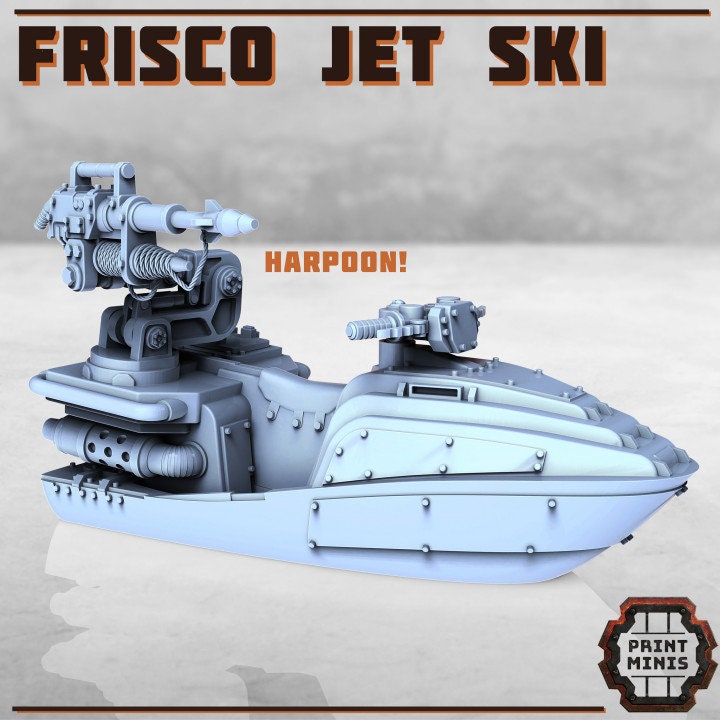 
Sci-Fi Jet Ski Miniature with Harpoon and