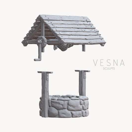 Covered Well DnD Dungeons and Dragons 28mm 32mm Miniature Scatter Terrain for DnD Dungeons and Dragons Dioramas Townsfolk Terrain Village