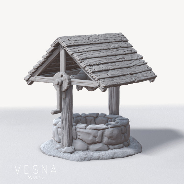 Covered Well DnD Dungeons and Dragons 28mm 32mm Miniature Scatter Terrain for DnD Dungeons and Dragons Dioramas Townsfolk Terrain Village