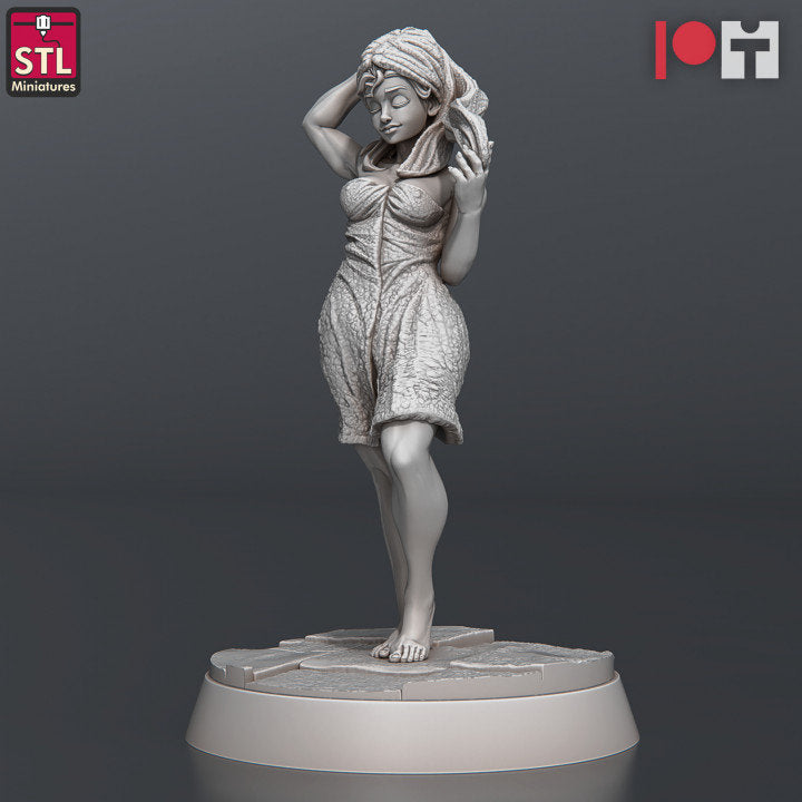 Bath House Lady DnD Dungeons and Dragons 28mm/32mm Female Figurine Fantasy Tabletop RPG NPC Tavern inn NPC