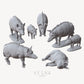 7pc Medieval Pigs DnD Dungeons and Dragons Pig Miniatures 28mm/32mm Fantasy TTRPG Wargame Farm Scatter Terrain