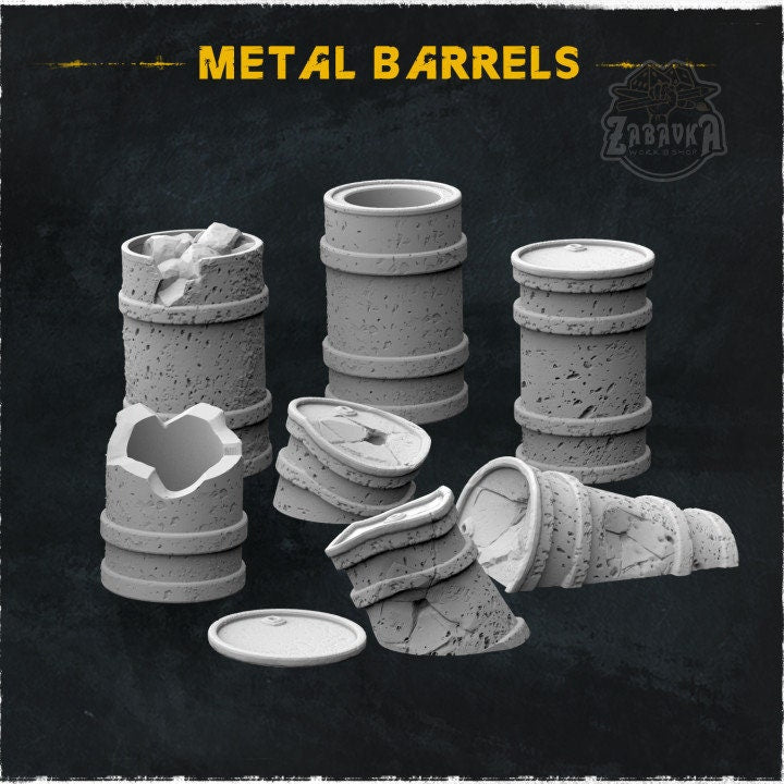 8pc Metal Barrels DnD Dungeons and Dragons Wargaming Terrain Basing materials and basing bits 28mm/32mm Scatter Terrain Wargame Miniatures