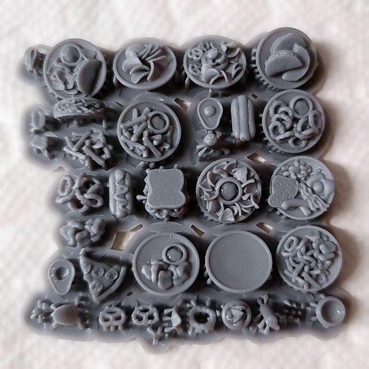 36pc Tavern Food DnD Scatter Terrain Dungeons and Dragons Food Miniatures 28mm/32mm 3D Printed in Grey Resin Unpainted