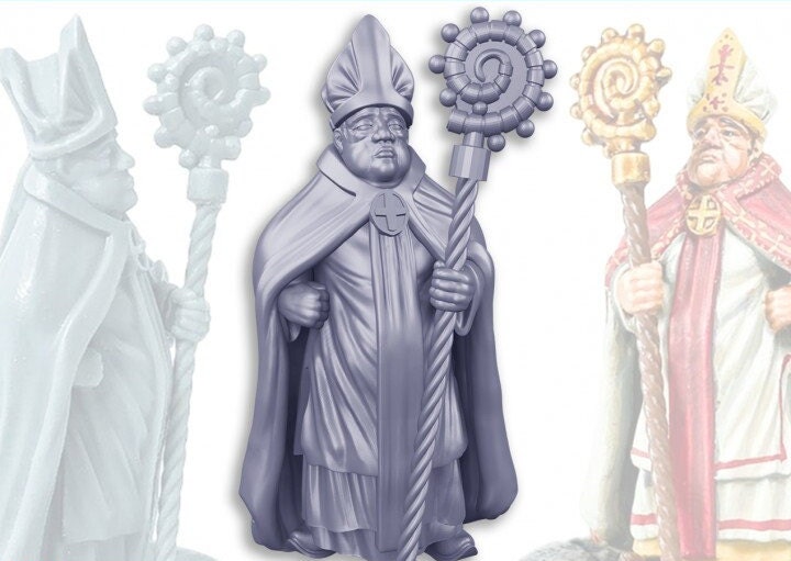 3D Printed Bishop Miniature for DnD Dungeons and Dragons Tabletop RPGs & Wargames 28mm/32mm Resin Figure Church Priest Wargame Townsfolk NPC