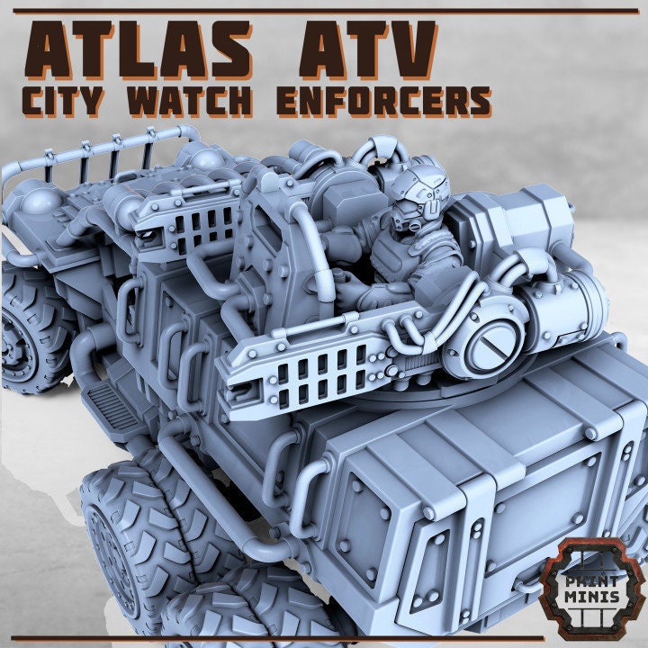 ATV With Drivers DnD Dungeons and Dragons 28mm/32mm 4 Gun Options TTRPG Miniature Wargames Scifi Wargame Vehicles Wargame Scatter Terrain