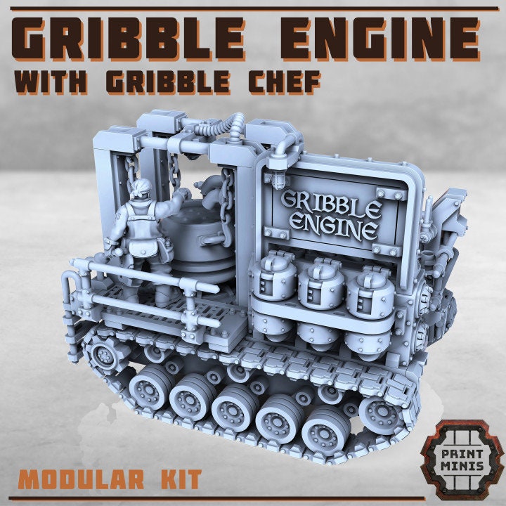 
Gribble engine with Chef 28mm/32mm Scifi Wargame Scatter Terrain Food 'Truck' Chef Miniature NPC TTRPG Wargame Miniatures