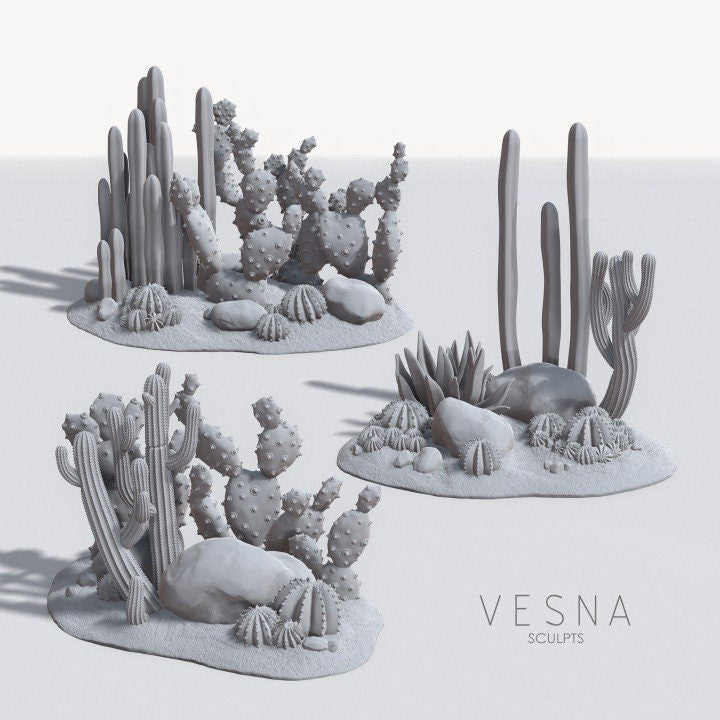 
Large Cacti DnD Dungeons and Dragons 28mm/32mm Desert Scatter Terrain Cactus Miniatures DnD Scenery Terrain Southwestern TTRPG Plants