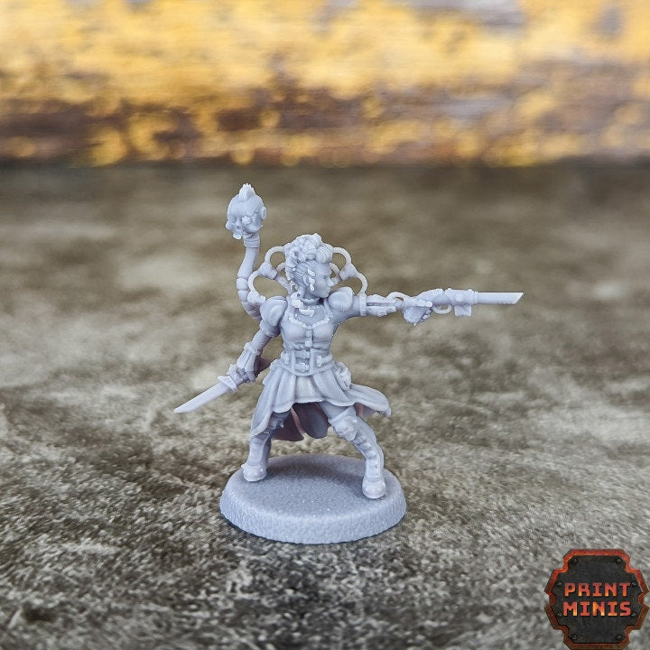 Cressida Bounty Hunter NPC 28mm/32mm Sci-Fi Miniature TTRPG Wargame NPC Scifi Bounty Hunter Noble Inquisitor