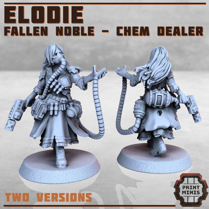 Elodie Chem Dealer Fallen Noble 28mm/32mm Scifi Miniatures Tabletop RPG Wargame NPC Scifi Post Apocalyptic NPC Poison Miniature