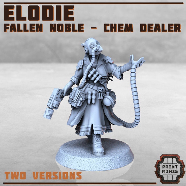 Elodie Chem Dealer Fallen Noble 28mm/32mm Scifi Miniatures Tabletop RPG Wargame NPC Scifi Post Apocalyptic NPC Poison Miniature