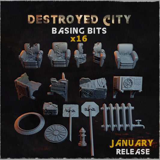 Destroyed City Basing Bits DnD Dungeons and Dragons 28mm/32mm Scale Wargame Scatter Terrain Basing Materials Old ruins Scifi City 40K