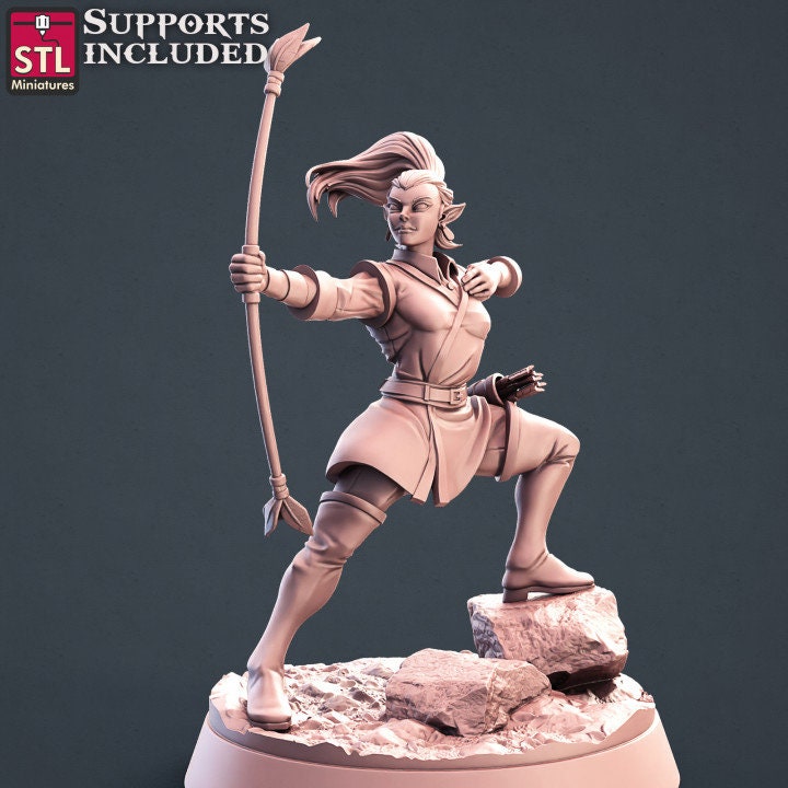 Elf Ranger Miniatures for Dungeons & Dragons TTRPG Wargaming Fantasy Elf Figurines for Tabletop RPGs and Boat Scatter Terrain