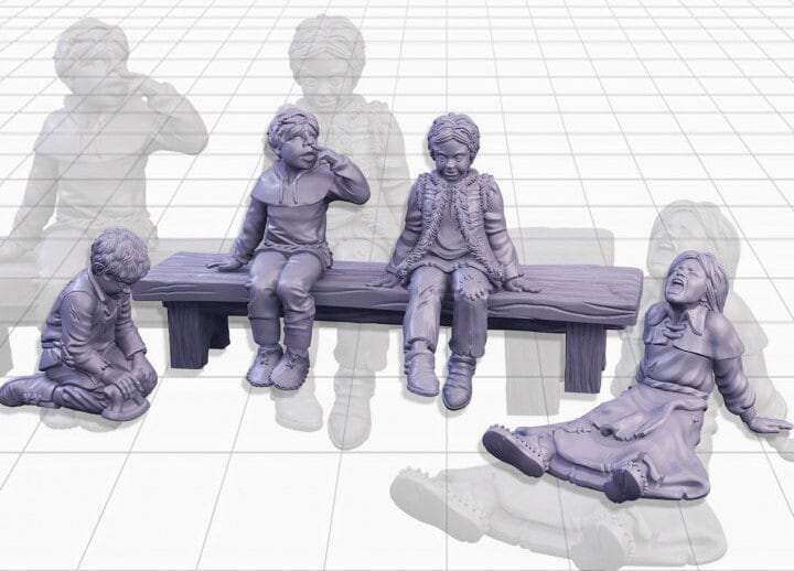 
Park Miniature Scatter Terrain DnD Dungeons and Dragons 28mm/32mm Sitting Children NPCs Wargame Miniatures Townsfolk NPC Children RPG Minis