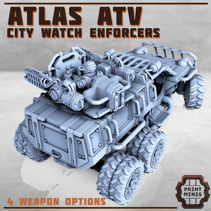 ATV With Drivers DnD Dungeons and Dragons 28mm/32mm 4 Gun Options TTRPG Miniature Wargames Scifi Wargame Vehicles Wargame Scatter Terrain