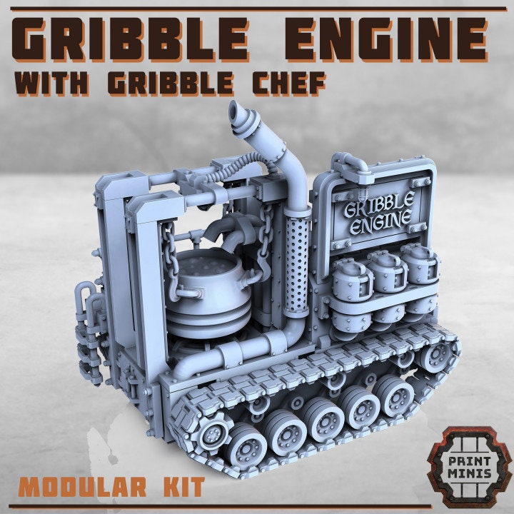 
Gribble engine with Chef 28mm/32mm Scifi Wargame Scatter Terrain Food 'Truck' Chef Miniature NPC TTRPG Wargame Miniatures