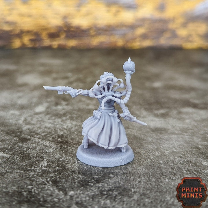 Cressida Bounty Hunter NPC 28mm/32mm Sci-Fi Miniature TTRPG Wargame NPC Scifi Bounty Hunter Noble Inquisitor