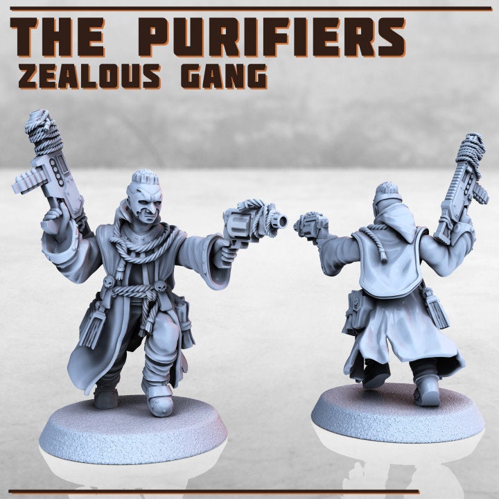 8pc The Purifiers Zealot Gang 28mm/32mm Heroic Scale Scifi Miniatures for TTRPG Wargames Fantasy RPG Miniature Gang