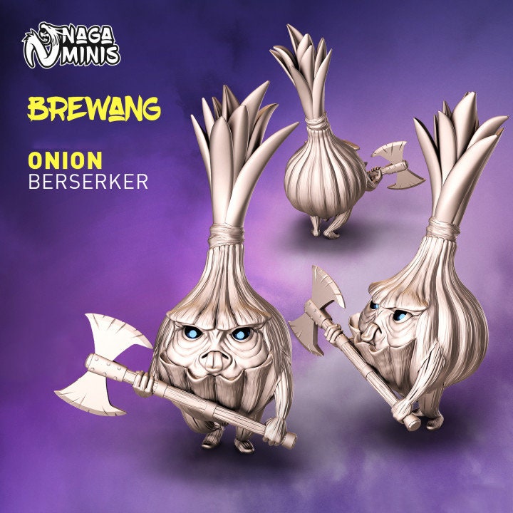 
Onion Berserker Miniature DnD Dungeons and Dragons 28mm/32mm Vegetable Warrior DnD TTRPG Berserker Plantfolk Cute Miniatures Vegetable Mini