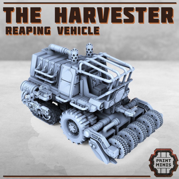
Harvester Truck DnD Dungeons and Dragons 28mm/32mm Wargame Farm Truck Farm Miniatures Pathfinder TTRPG Wargame Vehicles Reaping Vehicle