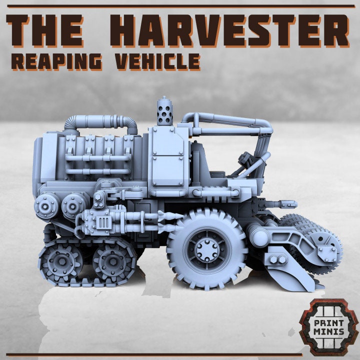 
Harvester Truck DnD Dungeons and Dragons 28mm/32mm Wargame Farm Truck Farm Miniatures Pathfinder TTRPG Wargame Vehicles Reaping Vehicle
