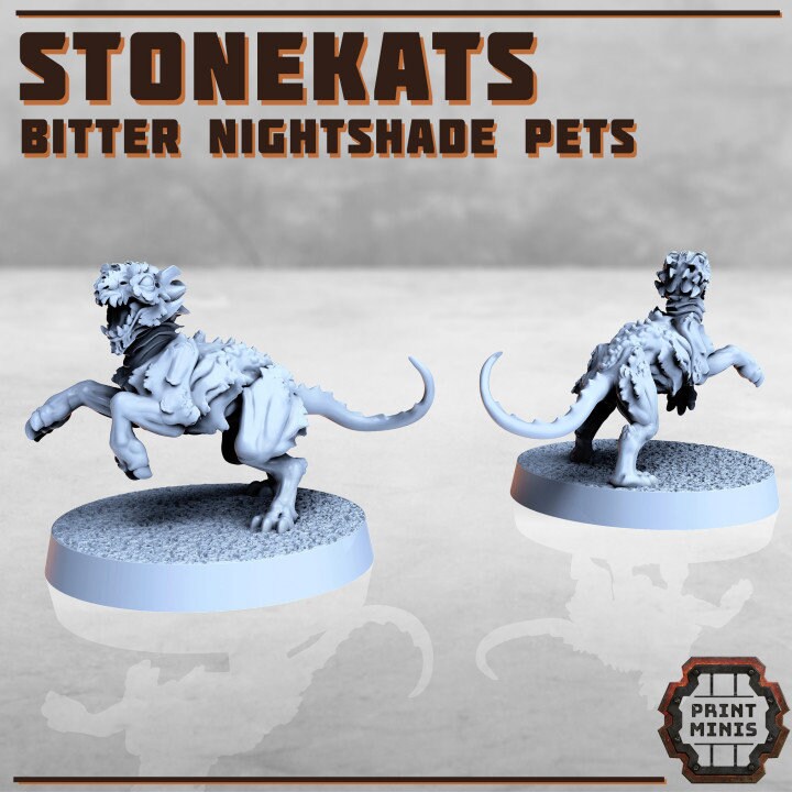 3pc Stonekats DnD Monster Cats Dungeons and Dragons 28mm/32mm Pathfinder Scifi Miniatures Tabletop RPG Animals DnD Monsters