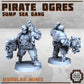 4pc Pirate Ogres DnD Dungeons and Dragons 28mm/32mm Scifi Miniatures Pirate Figurines Wargame NPCs DnD Warriors Necromunda Futuristic minis