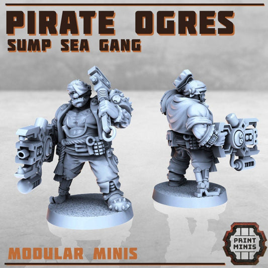 4pc Pirate Ogres DnD Dungeons and Dragons 28mm/32mm Scifi Miniatures Pirate Figurines Wargame NPCs DnD Warriors Necromunda Futuristic minis